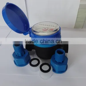 DN15 Single Jet Water Meter With Fitting Plastic Adapters and Nuts thumbnail-6