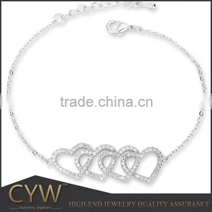 CYW New Products Heart Cordiform Pure 925 Sterling Silver Bracelet for Young Ladies thumbnail-1