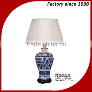 China Wood Base Blue and White Porcelain Table Lamp Quality Choice thumbnail-5