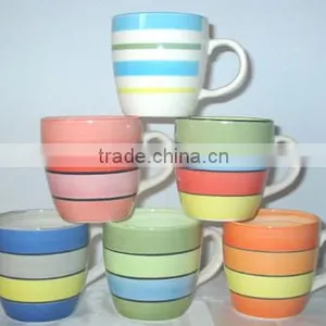 10oz Ceramic Coffee Mug, 10oz Stoneware Handpinted Mug 10oz Stoneware Mug, thumbnail-1