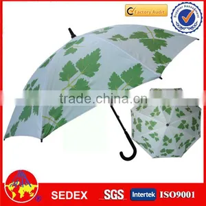 Fresh Double Layer J Shape Rubber Handle Straight Umbrella thumbnail-1