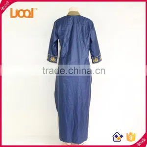 Casual Emboridered Lady Summer Indian Designs Long Sleeve Maxi Dress for Women thumbnail-3