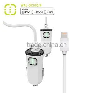 Walnut Brand Single Car Charger With Attached MFI Cable thumbnail-4