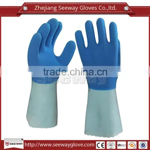 Seeway Anti-chemical Work Gloves Cotton Lining Longer Cuff With Foam Latex Coated on Palm and Back thumbnail-1