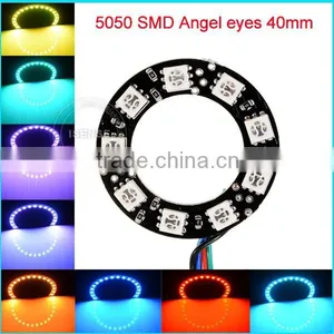Black PCB 5050 40mm 9SMD Full Circle Led Color Changing Angel Eyes Headlights With Remote Controller thumbnail-1