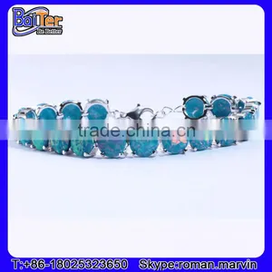 Wholesale Women Jewelry 925 Stelring Silver Synethic Fire Opal Bracelet thumbnail-4