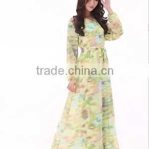 2015 Fahion Long Sleeve Chiffon Kaftan Abya Dresses thumbnail-4