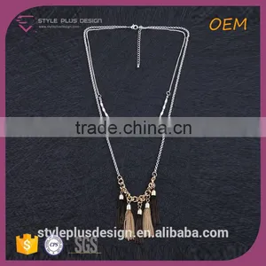 N72474Q03 Alloy Pendant Tassel New Model With Two Layer Necklace Brass Jewelry Gold Plating Chain From Long Elegant Necklace Quality Choice thumbnail-3