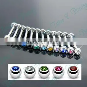 Mixed Color Stone Crystal Labret Piercing Labret Ring 316L Surgical Steel Fashion Body Jewelry thumbnail-1