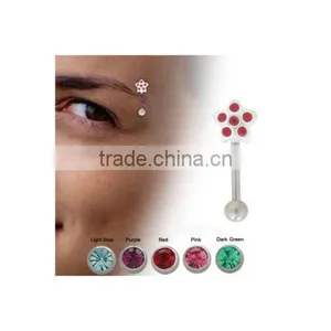 Star Eyebrow Ring With Gem Jewels thumbnail-1