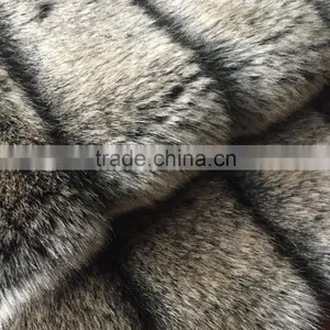 Brown Stripe Pattern Fake Fur Long Pile Fabric thumbnail-1