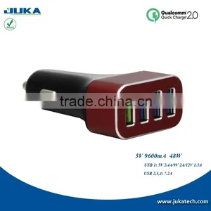 Portable Electric 4 Port Usb Car Charger for Iphone Ipad and Android Phone thumbnail-3