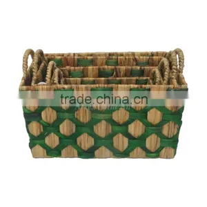 Set of 4 Eco-friendly, High Quality Natural Water Hyacinth Basket/decorative Storage Basket Crafted From Vietnam With Good Price thumbnail-1