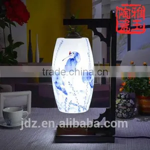 Ceramic Handpainted Antique Wooden Table Lamp for Hotel thumbnail-2