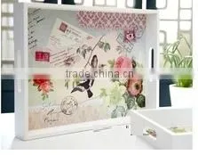 High Quality Best Selling Rectangle White Lacquer Serving Tray Table thumbnail-1
