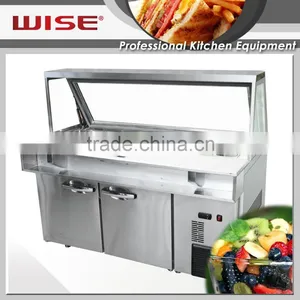 WISE Kitchen Solid Blue Ray 2 Door Sandwich Prep Table For Commercial Use thumbnail-1