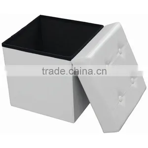 Purple Leather Ottoman thumbnail-6