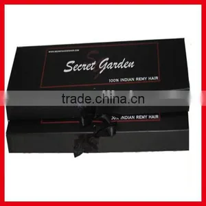 Black Hair Extension Big Box With Ribbon and Foil Stamping thumbnail-1