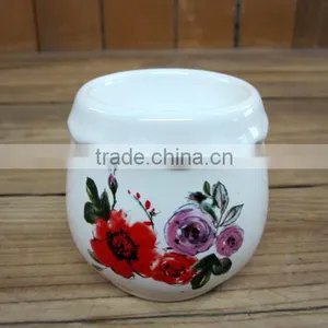 Household Cute Ceramic Egg Holder/ Cup With Flower Decal thumbnail-1