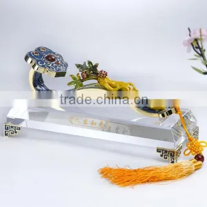 RORO Chinese Traditional Wishful Life Ruyi Ginseng Enamel Crystal Decorative Article for Home Decoration thumbnail-1