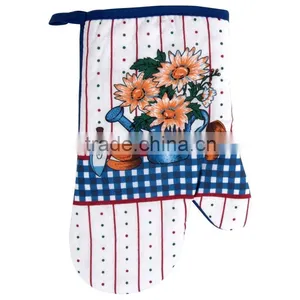Printed Cotton Kitchen Oven Mitten Pigment Printing Oven Glove Wholesale thumbnail-1