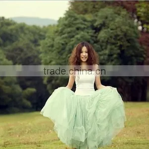 Fashion Women Bohemian Mesh Ball Gown Skirt A-Line Pleated Midi Swing Skirt thumbnail-3