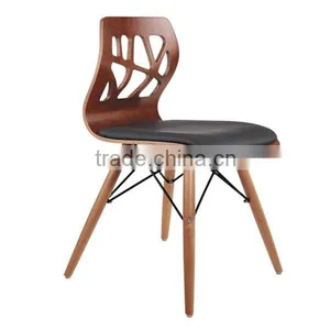 2015 New Leatherette Cushion Plywood Dining Chairs With Wooden Legs thumbnail-1