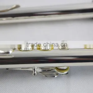 16 Holes Closed Key Silver Plated Flute for Children Double Mouthpiece thumbnail-4