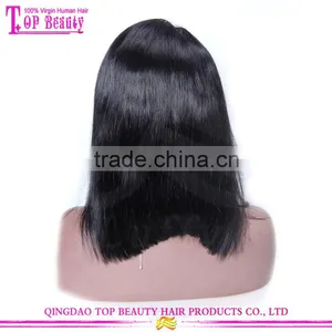 Natural Color 120% Density Brazilian Remy Invisible Hairline Full Lace Wig With Bangs thumbnail-4