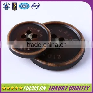 Brown 4 Holes Sewed Custom Logo Engraved Resin Fashion Button thumbnail-1