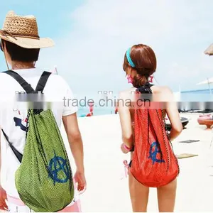 Mesh Drawstring Backpack Tote Sport Pack Swimming Shopping Bag Travel Beach Backpack thumbnail-1