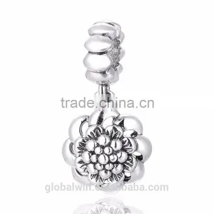 Blooming Royal Flower Pendant Oxidized 925 Silver Charm Custom Made Charms Wholesale New Design Ring Pendant Fit for Bracelet thumbnail-3