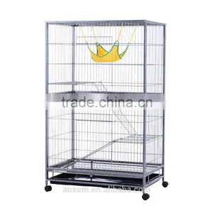 Pawhut 59" Indoor Hutch Small Animal Pet Cage With Stand - Black thumbnail-5