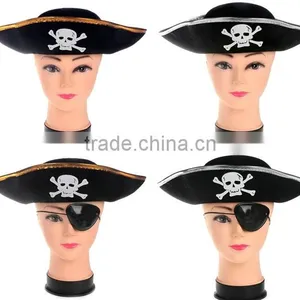 Cheap Promotional Black Gold Adult Kids Non-woven Party Pirate Hat thumbnail-1