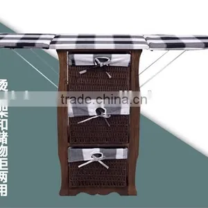 Wicker Drawer Wood Folding Ironing Board thumbnail-2