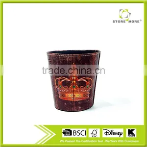 Newest Elegant Crown Print Waste Bin Faux Leather Trash Can thumbnail-1