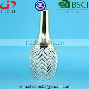 Tall Wave Patterned Electroplating Copper/gold Bowling Shape Ceramic Vase thumbnail-2