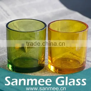 2PCS American Style Color Spray Thick Wall Glass Candle Holder thumbnail-1