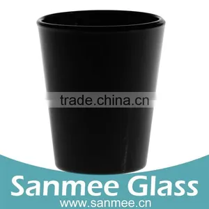 Black Lacquered Original Design Glass Candle Holder thumbnail-1