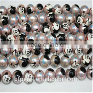 12mm Colored Drawing Flower Shell Pearls Loose Strands for Sale thumbnail-1