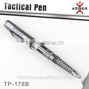 Silver 6061Aluminum Steel Hollow Out Tactical Ball Point Pen,glass Breaker 2 in 1 TP-178B thumbnail-1