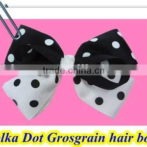 White Black Polka Dot Ribbon Bows Wholesale Kids Hair Bow thumbnail-1