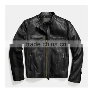 Retro Racer Leather Jacket thumbnail-3