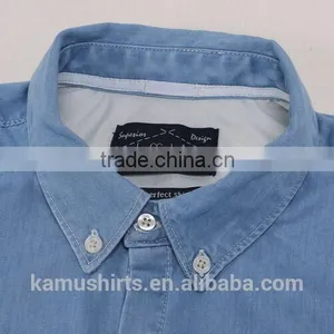 Wholesale Denim Shirt for Mens Shirt Factory Cotton Washed BLUE Mens Denim Shirts thumbnail-2