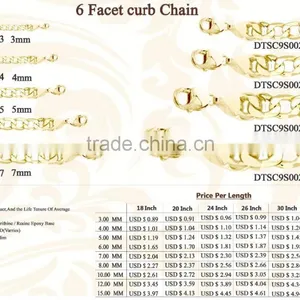 Gold Plated 6 Facet Curb Chain, 6 mm Curb Chain thumbnail-2