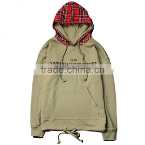 Wholesale Fashion Custom Xxxxl High Quality Oem Hoodies Men Red Plaid Hooded Pull Over 100 Cotton Hoodies thumbnail-5
