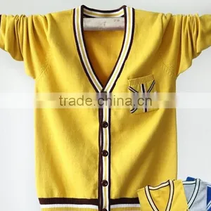 Wholesale Custom OEM Kids Plain Knitting Children Baby Unisex Boys Shcool Cardigan thumbnail-3