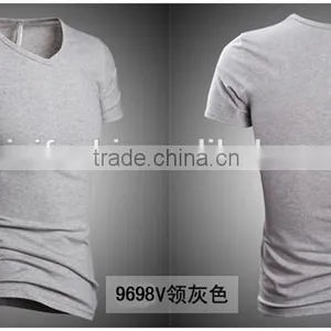 Wholesale Comfort Super Soft V-neck Blank Cheap Men Fitted 100% Preshrunk Combed Cotton T-shirts thumbnail-4