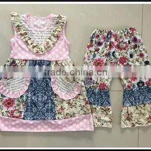 2016 Summer Fall Boutique Girl Easter Chevron Girl Outfit Giggle Moon Girl Remake Ruffles Clothing Set Summer Wear Cater Outfit thumbnail-4