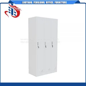 Modern Bedroom Almirah Wardrobe Design Powder Coated Steel 3 Door Vertical Hanging Clothes Storage Cabinet Locker thumbnail-3